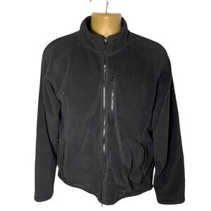 Eddie Bauer Windcutter Fleece Jacket Zip Pockets Drawcord Hem Black L